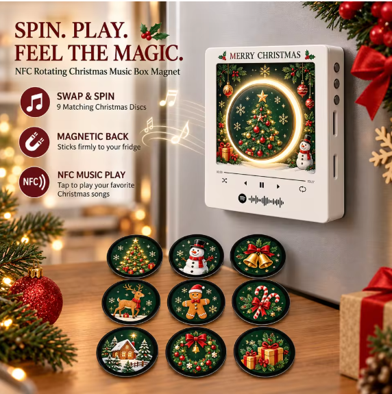 Christmas NFC Music Fridge Magnet – Vinyl Record Style